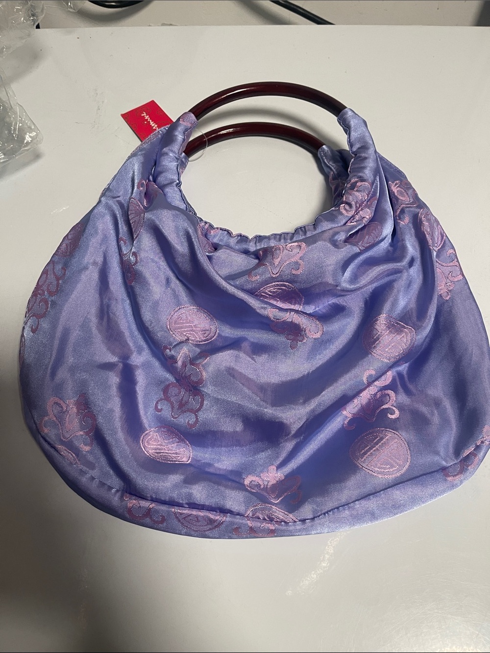 Lavender Satin Ring-Handle Bag - Unknown Brand